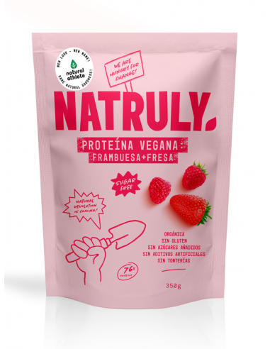 proteina vegana frambuesa y fresas bio 350 gr